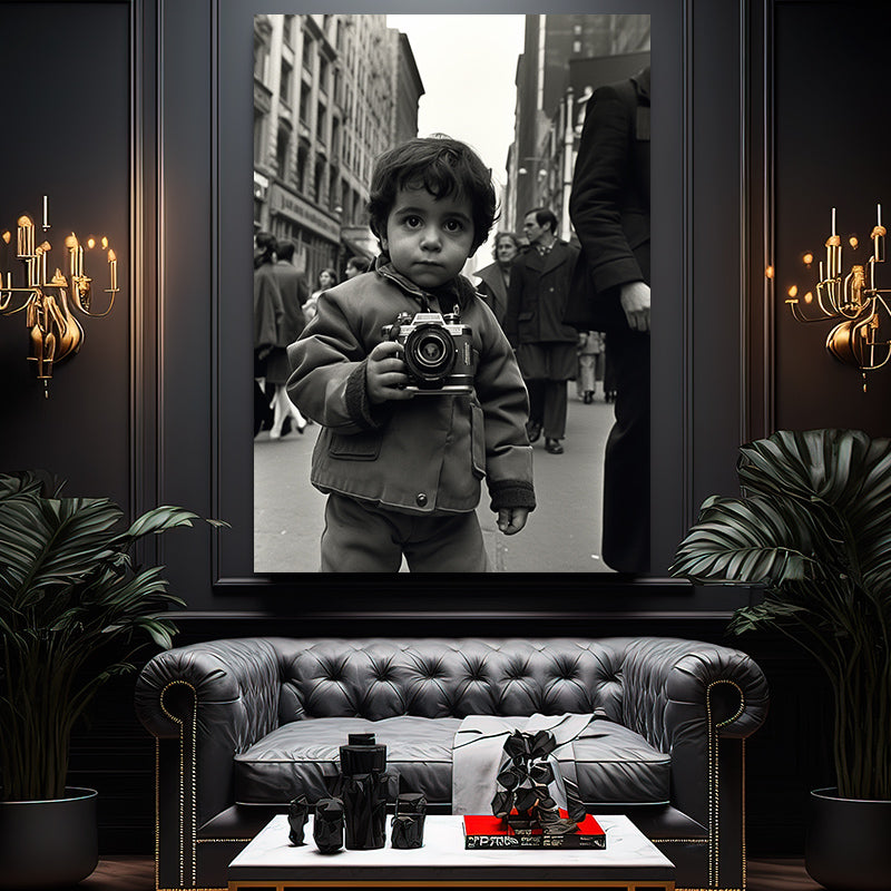 Affiche Déco Murale 30x40 Cm Noir Et Blanc - Enfant Et Eau, Style Wall Art Moderne Par ARTTOR