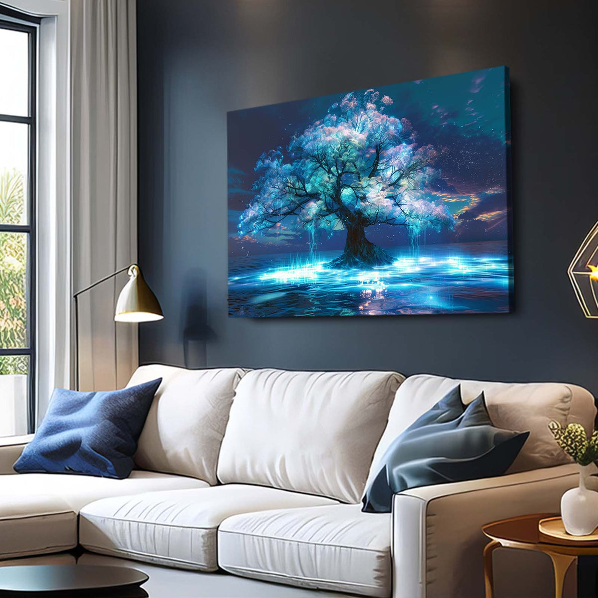 Tableau Océan Sans Limites Panoramique 120 X 40 Cm Bleu - Tableau