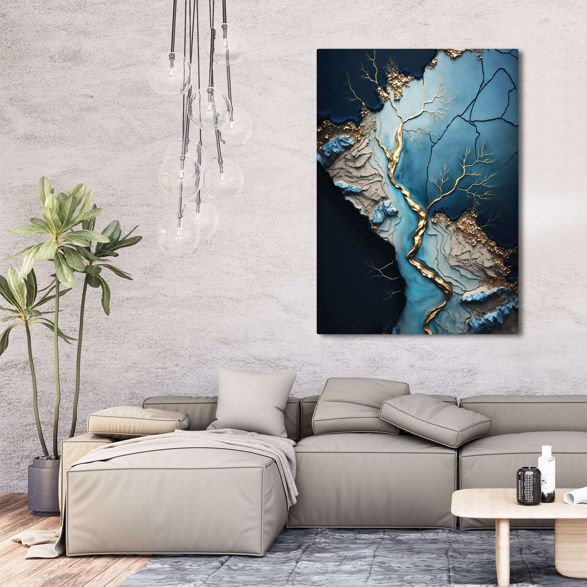 Moderne Tableau Bleu Canard