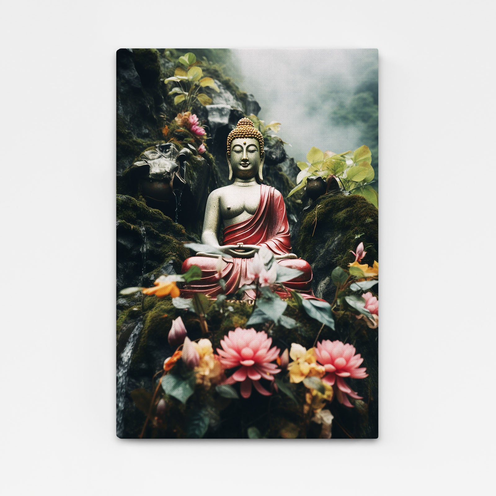 tableau bouddha fleurs
