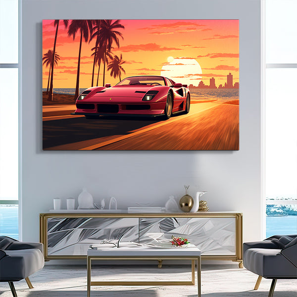 Tableau Coucher de Soleil Voiture | TableauDecoModerne®