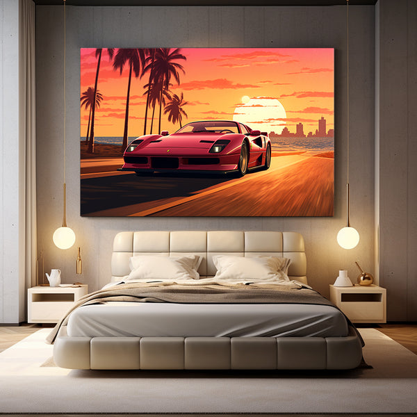 Tableau Coucher de Soleil Voiture | TableauDecoModerne®