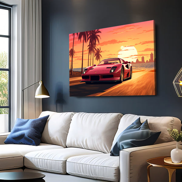 Tableau Coucher de Soleil Voiture | TableauDecoModerne®