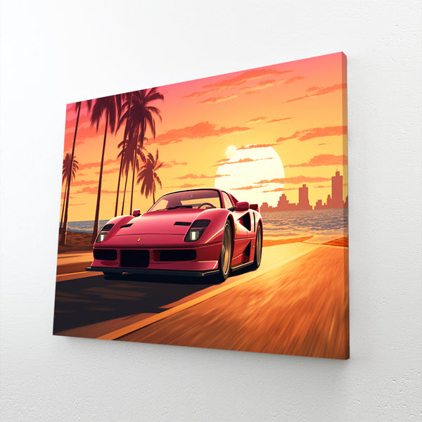 Tableau Coucher de Soleil Voiture | TableauDecoModerne®