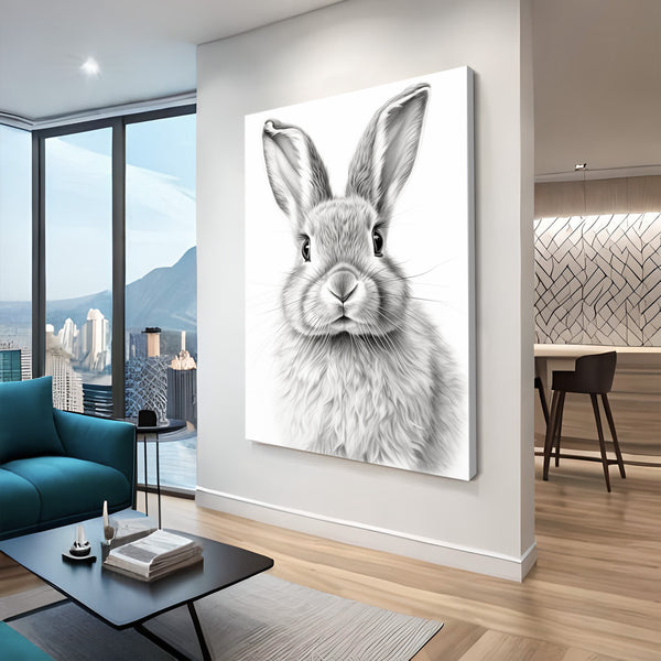 Tableau Lapin Noir et Blanc | TableauDecoModerne®