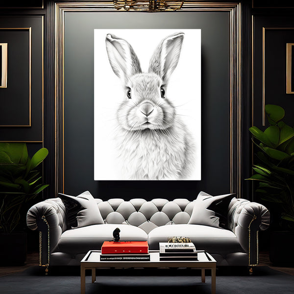 Tableau Lapin Noir et Blanc | TableauDecoModerne®