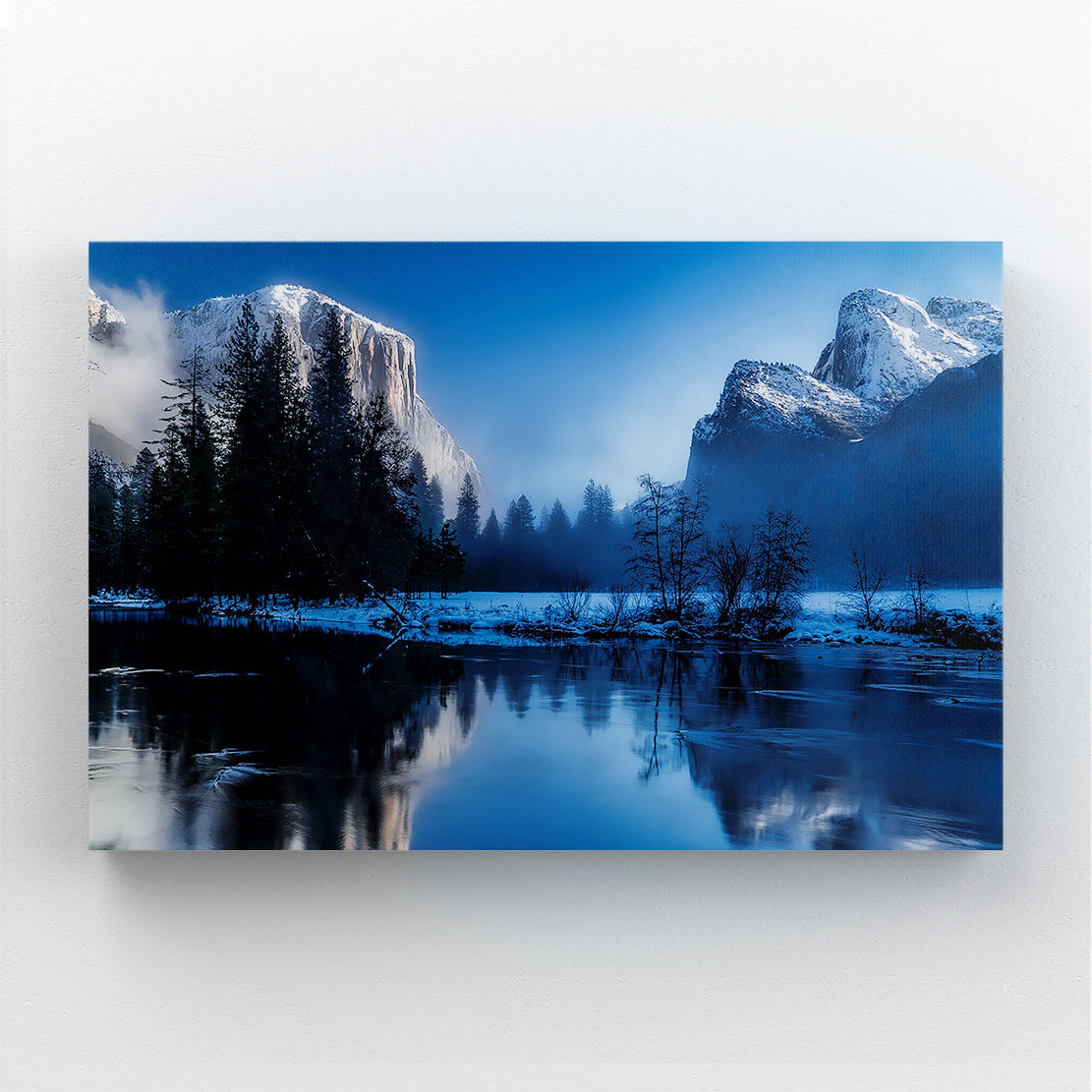 YLHKME Tableau Toile Cerf Hiver Neige – Paysage Moderne Sans Cadre, Déco Murale Salon Chambre Cuisine