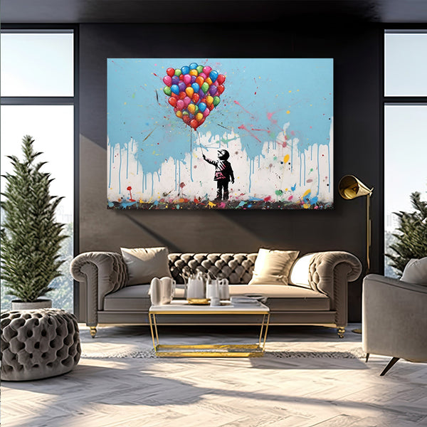 Tableau Street Art Enfant Ballon | TableauDecoModerne®