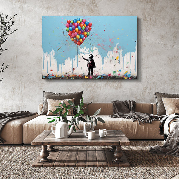 Tableau Street Art Enfant Ballon | TableauDecoModerne®