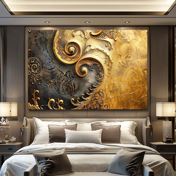 Arabesque Dorée Tableau Abstrait | TableauDecoModerne®