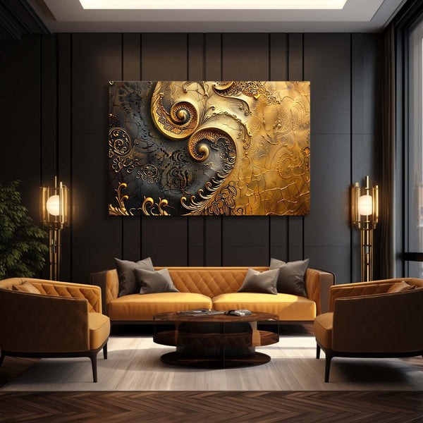 Arabesque Dorée Tableau Abstrait | TableauDecoModerne®
