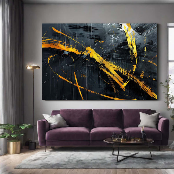 Éclair Doré Tableau Abstrait | TableauDecoModerne®