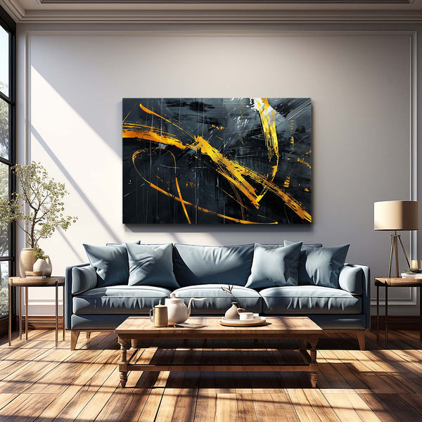 Éclair Doré Tableau Abstrait | TableauDecoModerne®
