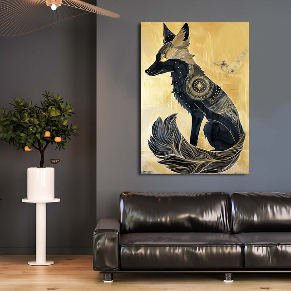 Noir Doré Tableau Renard | TableauDecoModerne®