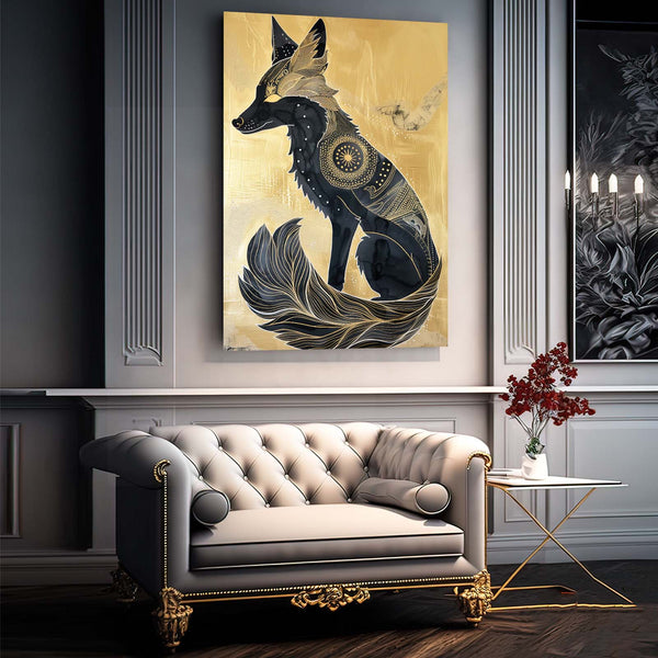 Noir Doré Tableau Renard | TableauDecoModerne®