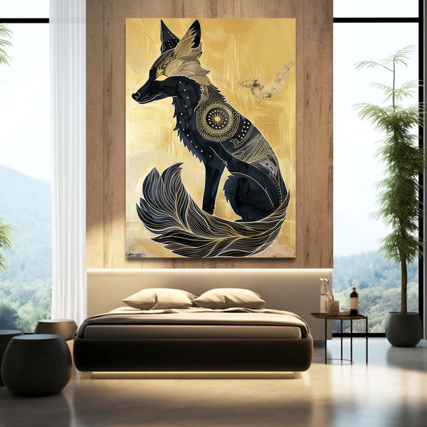Noir Doré Tableau Renard | TableauDecoModerne®