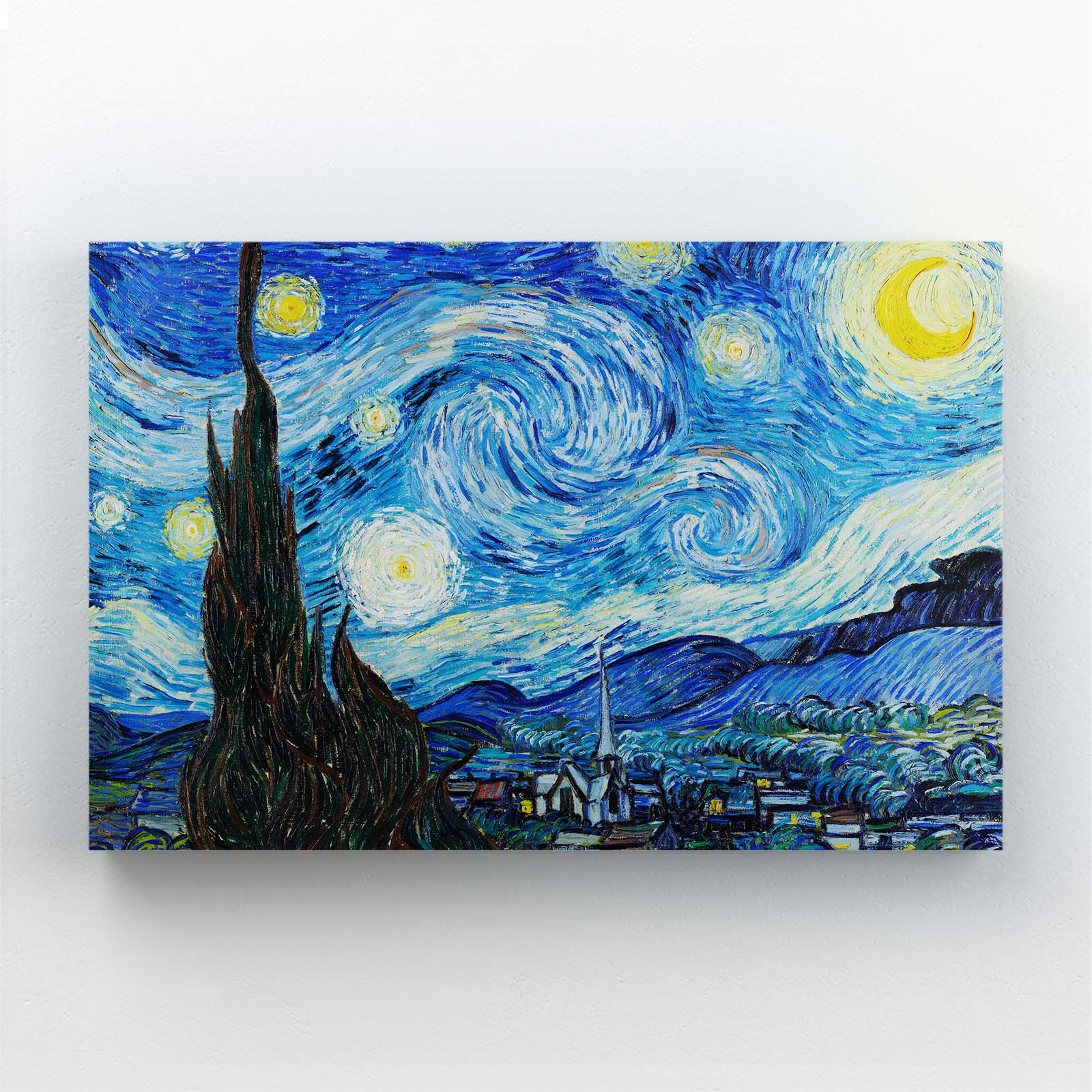 Impression sur Toile 100x70cm Tableaux Image Photo Arbre maison nuit