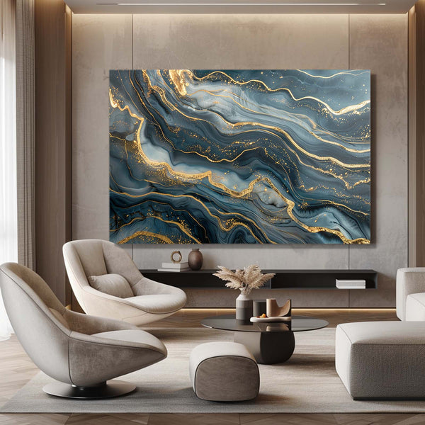 Ondes Dorées Tableau Abstrait | TableauDecoModerne®