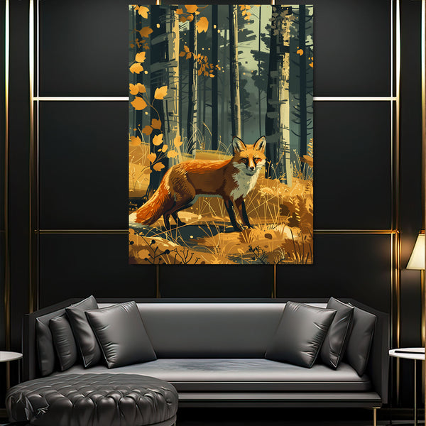 Renard d'Automne Tableau Renard | TableauDecoModerne®