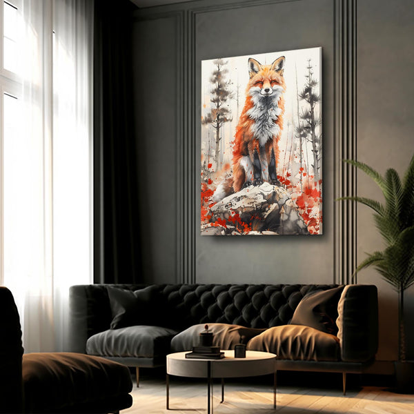Renard sur Rocher Tableau Renard | TableauDecoModerne®