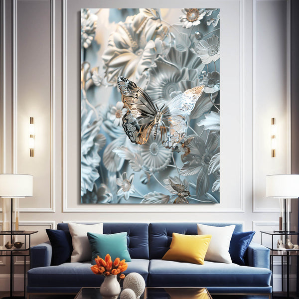 Tableau 3D Papillon Argenté | TableauDecoModerne®