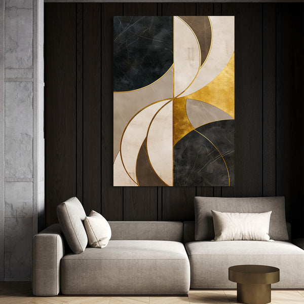 Tableau Abstrait Courbes Dorées | TableauDecoModerne®