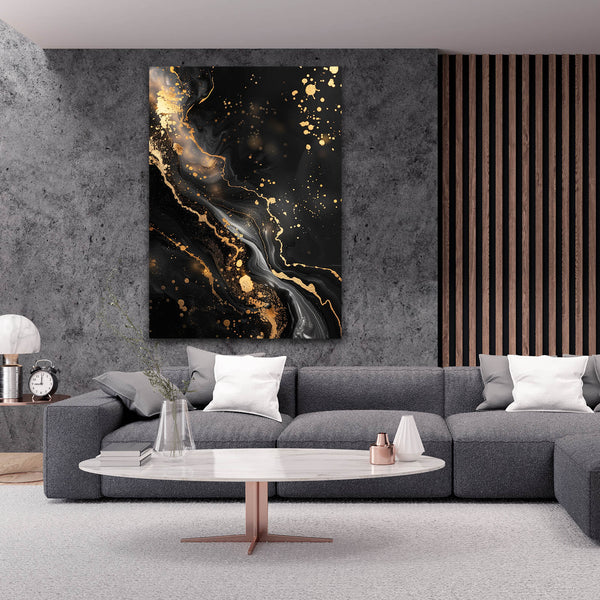 Tableau Abstrait Éclats Dorés | TableauDecoModerne®
