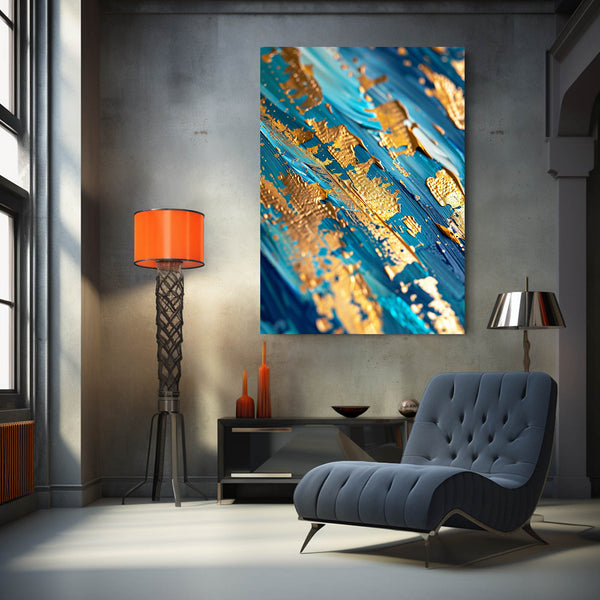 Tableau Abstrait Or Bleu | TableauDecoModerne®