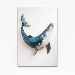 Tableau Déco Baleine à Bosse Sur Verre Acrylique - Art Mural Marin Moderne Avec Cadre Élégant