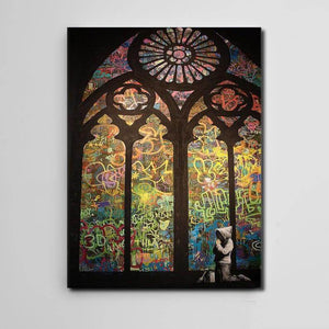 Tableau Street Art Banksy Eglise | TableauDecoModerne®