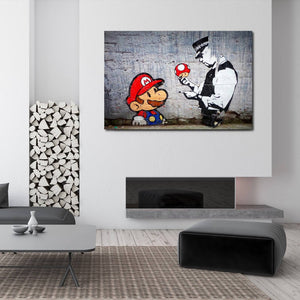 Tableau Street Art Banksy Mario | TableauDecoModerne®