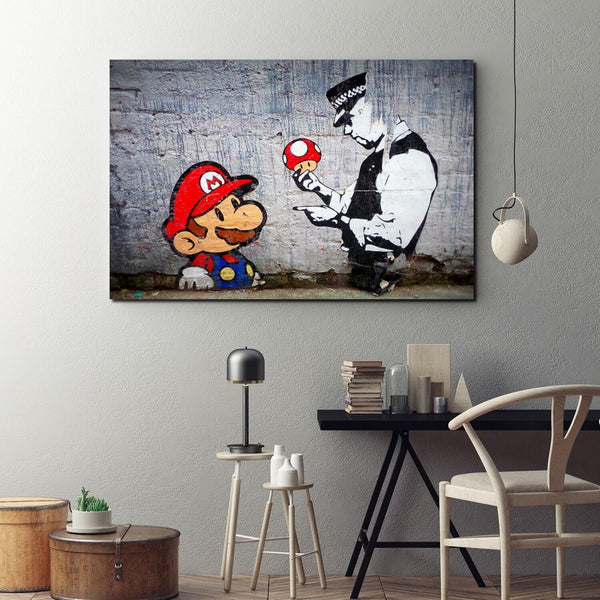 Tableau Street Art Banksy Mario | TableauDecoModerne®