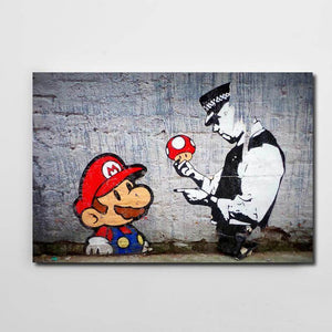 Tableau Street Art Banksy Mario | TableauDecoModerne®