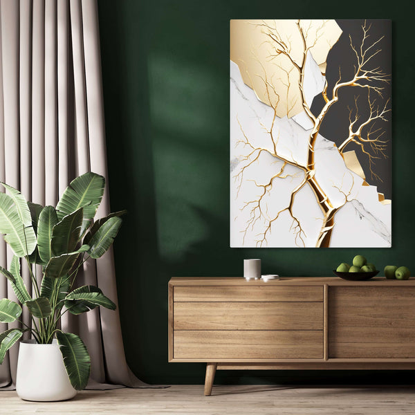 Tableau Toile Arbre De Vie Abstrait Moderne - Impression Sur Toile Encadrée 40x60cm Pour Salon