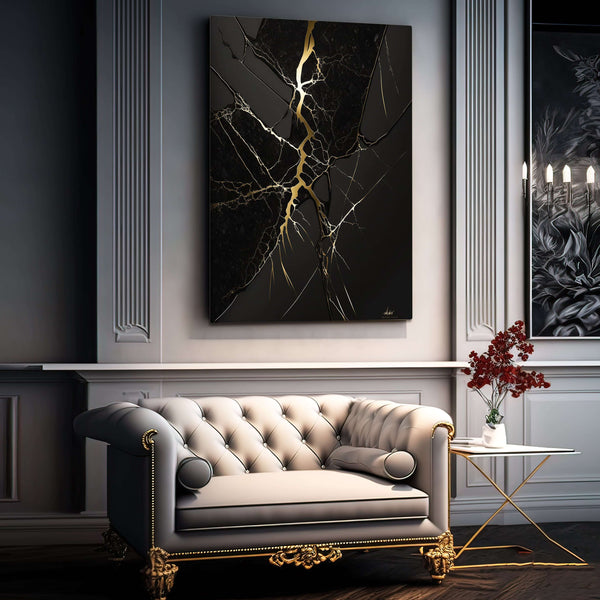 Tableau Abstrait Design Noir et Or | TableauDecoModerne®