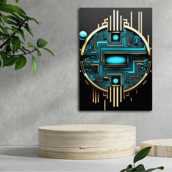Tableau Abstrait Moderne Bleu et Or | TableauDecoModerne®