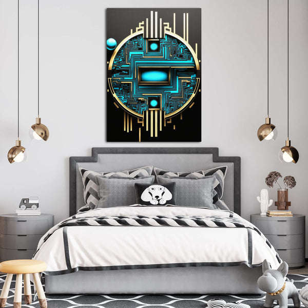 Tableau Abstrait Moderne Bleu et Or | TableauDecoModerne®