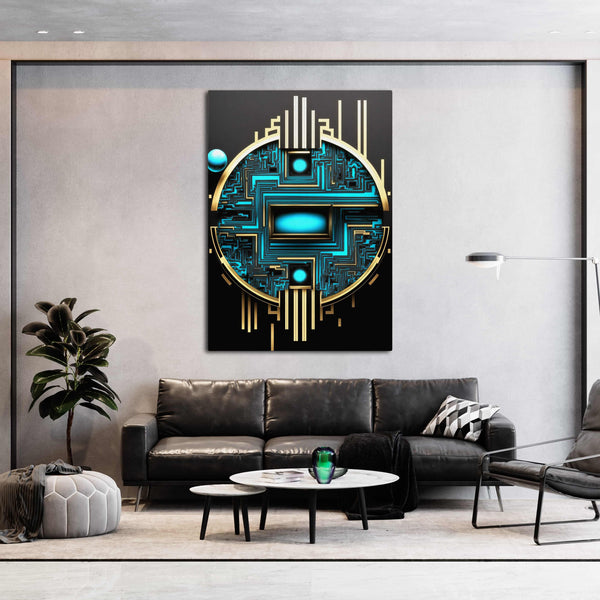 Tableau Abstrait Moderne Bleu et Or | TableauDecoModerne®