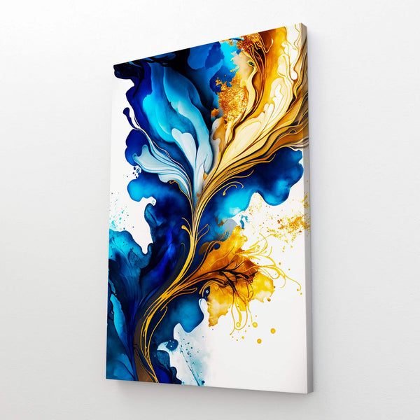 Tableau Abstrait Or et Bleu Moderne | TableauDecoModerne®