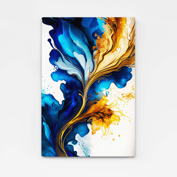Tableau Abstrait Or et Bleu Moderne | TableauDecoModerne®
