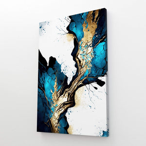 Tableau Abstrait Or et Bleu | TableauDecoModerne®