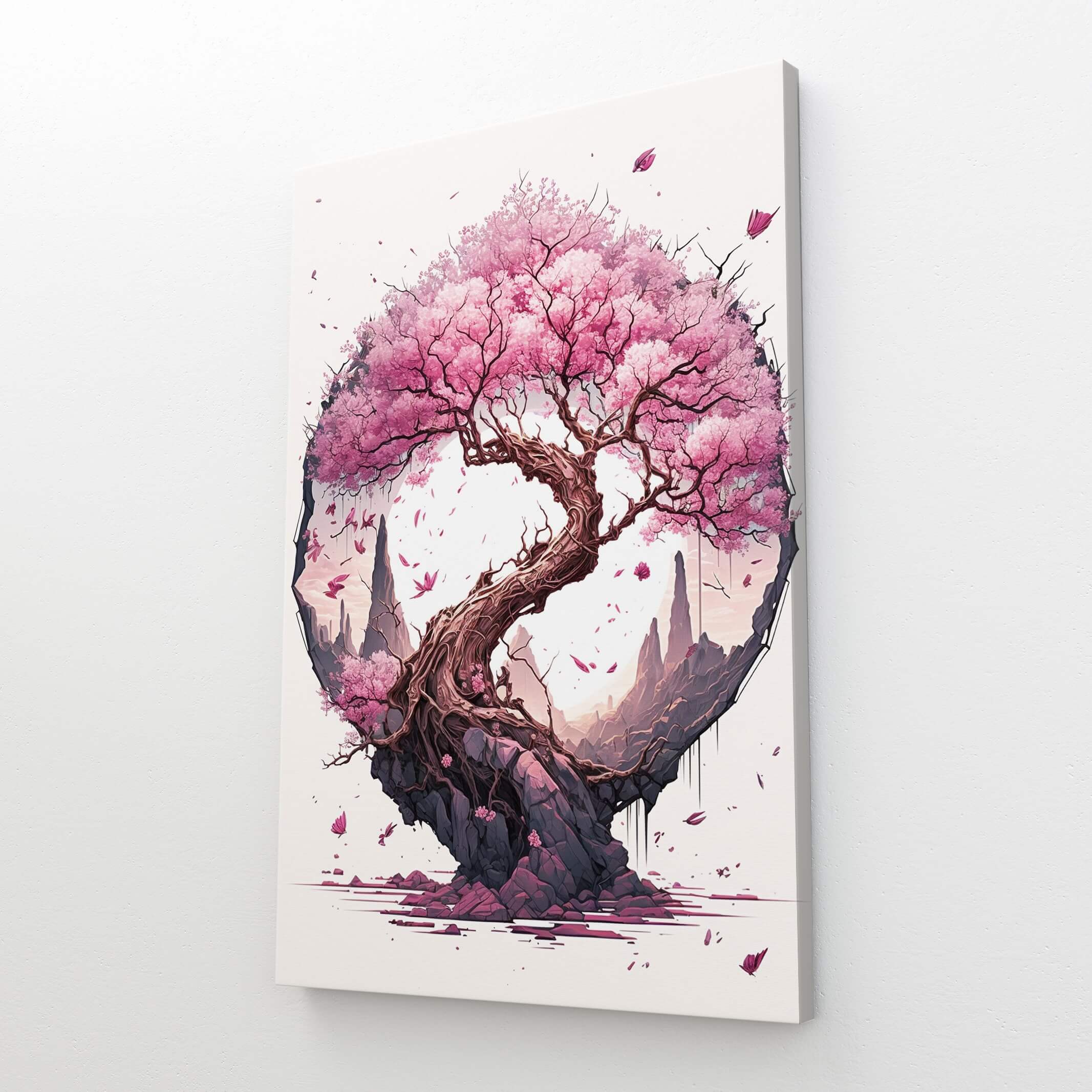 Arbre Japonais Dessin Noir Et Blanc Tableau Cerisier Japonais Rose | TableauDecoModerne®