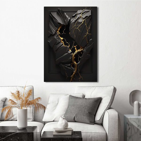 Tableau Design Abstrait Noir et Or | TableauDecoModerne®