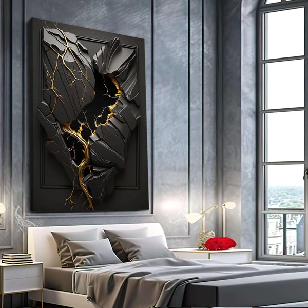 Tableau Design Abstrait Noir et Or | TableauDecoModerne®