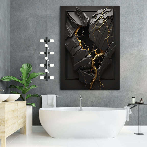 Tableau Design Abstrait Noir et Or | TableauDecoModerne®