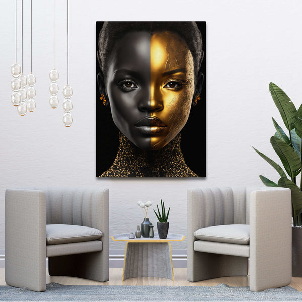 Tableau Femme Africaine Noir et Or | TableauDecoModerne®