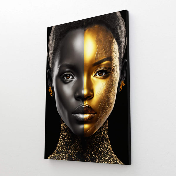 Tableau Femme Africaine Noir et Or | TableauDecoModerne®