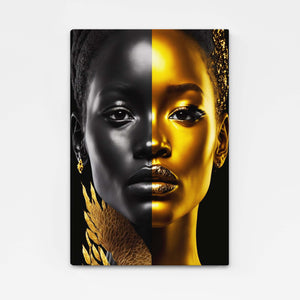 Tableau Femme Africaine Or et Noir | TableauDecoModerne®