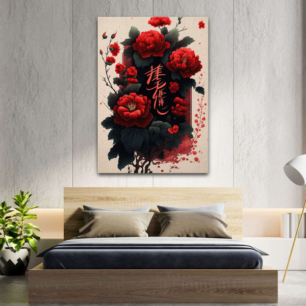 Tableau Japonais Roses | TableauDecoModerne®