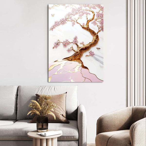 Tableau Japonais Sakura Doré | TableauDecoModerne®